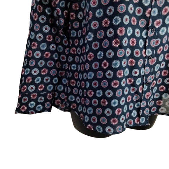 Artisan NY Blue Medallion Print Long Sleeve Button Down Shirt size XL - Picture 16 of 16